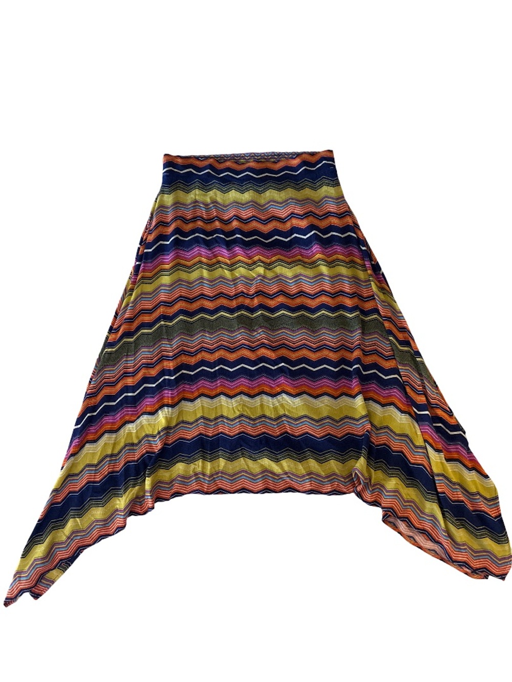 JohnPaulRichard Multicolor Chevron Asymmetrical Midi Skirt